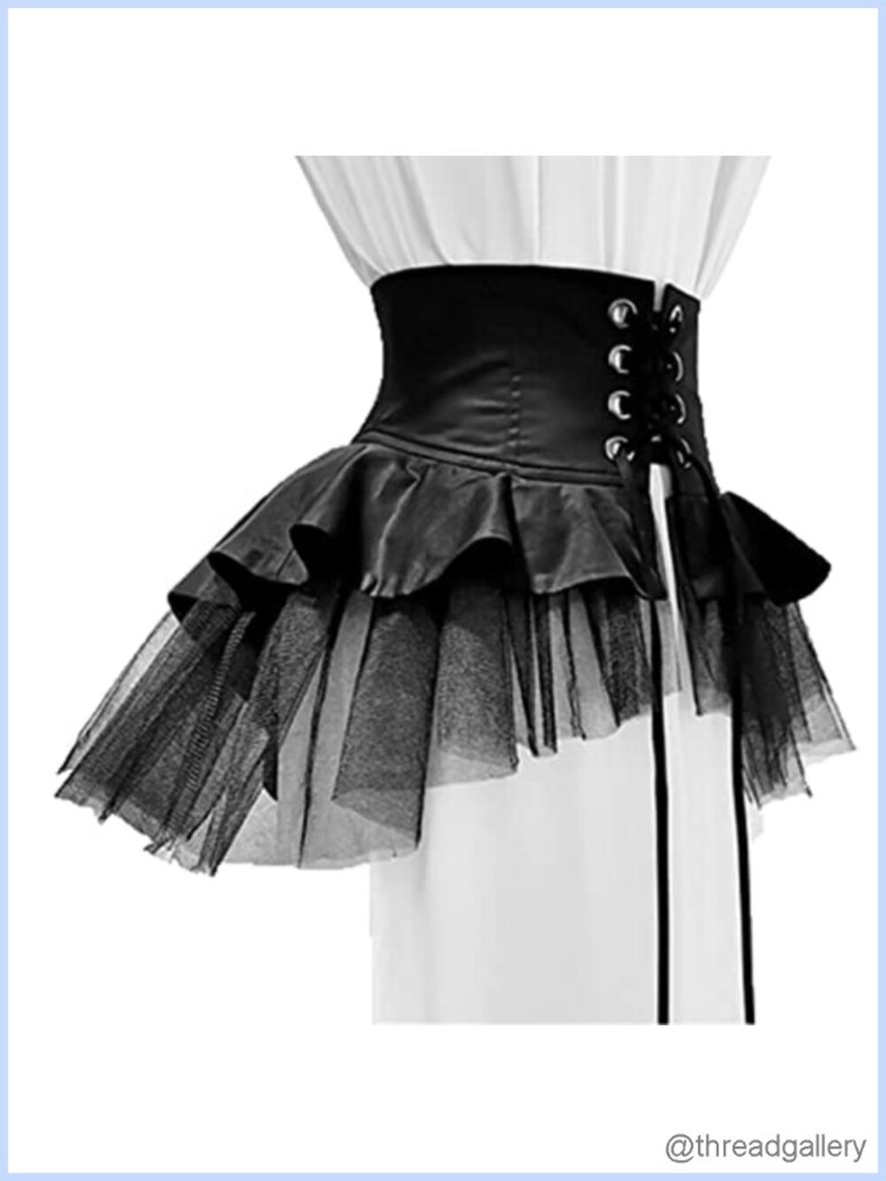 Gothic Steampunk Bustle Skirt Ruffle Overskirt Tutu Cosplay